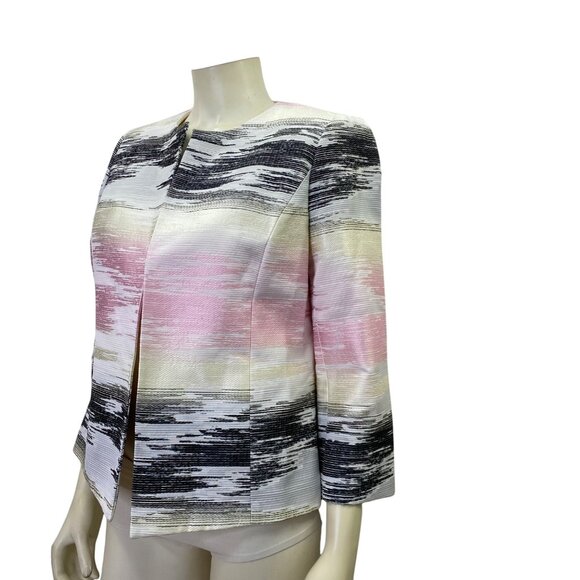 Kasper Womens Multicolored Texture‎ Open Front Blazer Jacket Size 6 - Picture 2 of 6